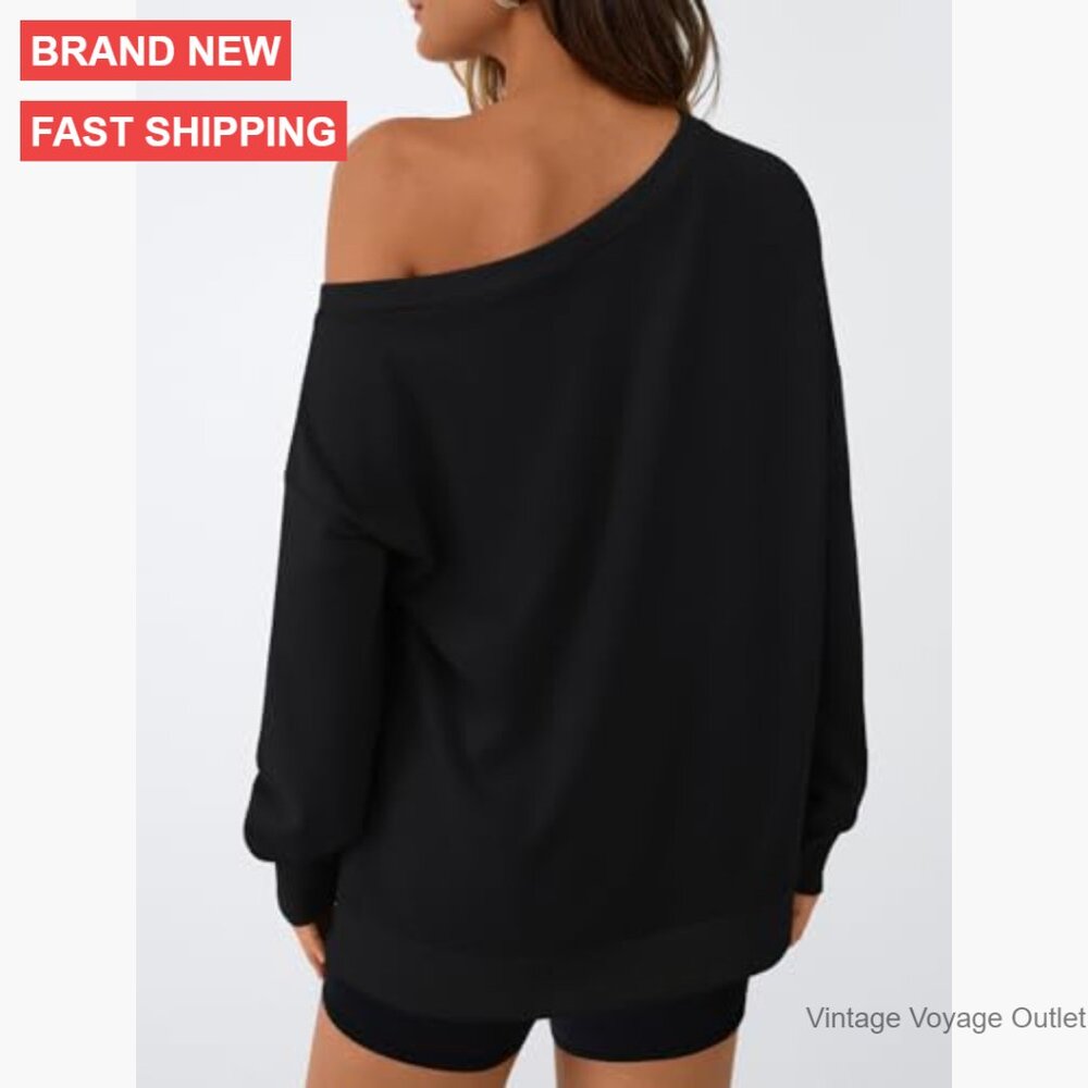 Off Shoulder Oversized Sweatshirt Polyester Blend… - image 4